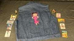 Denim Vest with Betty Boop Collectible Magnets and Pin