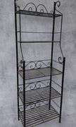Black Metal Baker's Rack, 4 Shelves, 72"x24"x13", Decorative Scrollwork