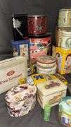 Vintage Tin Containers Collection - Various Designs & Brands, Mid-20th Century