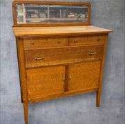 Mission Style Oak Dresser with Mirror, 40x19x40 Inches