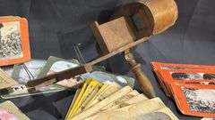 Antique Wood & Brass Stereoviewer Underwood & Underwood with Dozens of Stereoscope Cards