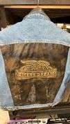 Biker Denim and Leather Vest, Size L, "BIKERS DREAM" Embroidery, Made in USA