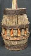 Rustic Barrel Lamp with Wood and Metal Design, Approx. 30" Height