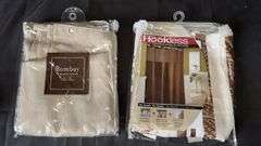 Hookless Chocolate Waffle Fabric Shower Curtain, 71"x74", Bombay Beige Striped Shower Curtain, 72"x7