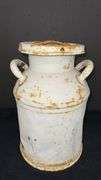 Antique White Metal Milk Can