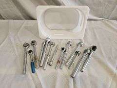 Craftsman and Other Ratchet Wrenches, Knurled and Plastic Handles, Includes Container