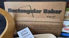 Rada Stoneware Rectangular Baker, Nordic Ware Burger Maker, Tortilla Press