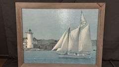 Framed Nautical Art Prints, 5 Pieces, Various Sizes, Wooden Frames
