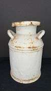 Antique White Metal Milk Can