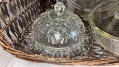 Glass Serving Dish Set, Diamond-Cut & Floral Patterns, Clear