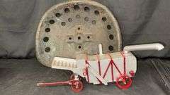 Vintage Tractor Seat & Miniature Threshing Machine Model