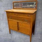 Mission Style Oak Dresser with Mirror, 40x19x40 Inches