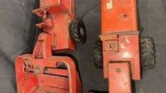 Vintage Structo Toys Metal Scraper Model, Red Construction Equipment