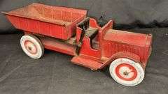 Structo Vintage Toy Dump Truck, Metal, Red