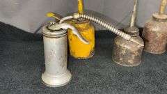 Vintage Oil Cans Collection with Various Spout Types, Metal Material