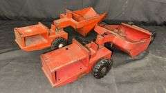 Vintage Structo Toys Metal Scraper Model, Red Construction Equipment