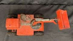 Vintage Nylint Toys Metal Bulldozer Loader, Red, Functional Arm
