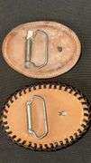 Tony Lama and other Leather Belt Buckle Collection, Hand-Tooled Designs
