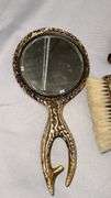 Antler Grooming Set with Mirror, Brushes, and Framed Art