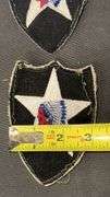 WWII Era 2nd Infantry Division Military Patches, Embroidered Fabric.
