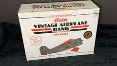 Indian Motorcycles Vintage Airplane Bank, 1:32 Scale, Die Cast Metal