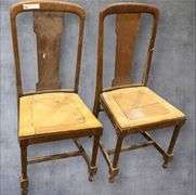 2 Antique Wooden Chairs, Brown, Traditional Style