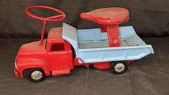 Buddy L Vintage Red and Blue Metal Dump Truck, USA, 20 x 7Â½ x 10 inches