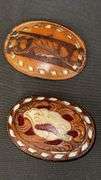 Tony Lama and other Leather Belt Buckle Collection, Hand-Tooled Designs