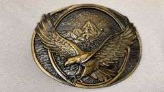 Vintage Belt Buckles, Eagle Designs, Brass Material, 1976, 1986