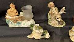 Woodland Animal Figurines and Decorative Wood Box with Wolf Design