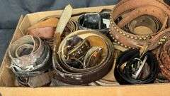 Mixed Lot of Leather, Belts, Various Colors and Buckle Types
