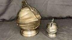 Helmet-Shaped Novelty Decanter Set with Shot Glasses and Helmet Bank