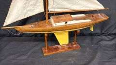 Model Sailboat, Wooden and Fabric Construction.