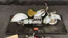 Indian 442 Model Motorcycle, Aqua and Red, 4 Cylinder Air Cooled Engine