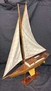 Model Sailboat, Wooden and Fabric Construction.