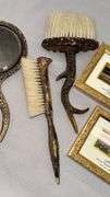Antler Grooming Set with Mirror, Brushes, and Framed Art
