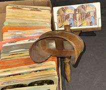Antique Wood & Brass Stereoviewer Underwood & Underwood with Dozens of Stereoscope Cards