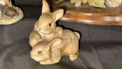 Woodland Animal Figurines and Decorative Wood Box with Wolf Design
