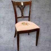 Traditional Wooden Chair with Embroidered Fabric Seat