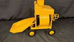 Vintage Mighty Toy Cement Mixer, Yellow and Green, Metal and Plastic