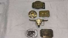 Vintage Wells Fargo & Co Belt Buckle Set, Texas Ranger, Longhorn
