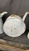 Vintage Oil Cans and Funnel Set, Galvanized Metal, Rusty