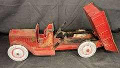 Structo Vintage Toy Dump Truck, Metal, Red