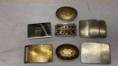 Vintage Metal Belt Buckles with Various Designs, Set of 7