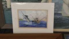 Framed Nautical Art Prints, 5 Pieces, Various Sizes, Wooden Frames