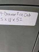 4-Drawer Gray Metal Filing Cabinet, 52"x18"x15"