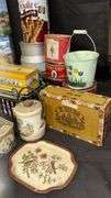 Vintage Tin Containers Collection - Various Designs & Brands, Mid-20th Century