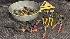 Mixed Hand Tools Collection with Pliers, Wrenches, Screwdrivers, and More