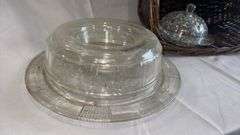 Glass Serving Dish Set, Diamond-Cut & Floral Patterns, Clear
