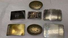 Vintage Metal Belt Buckles with Various Designs, Set of 7